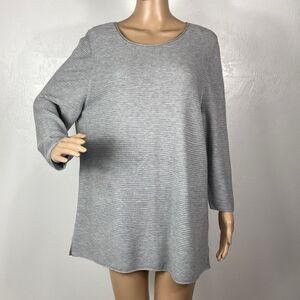 ❤️Last Chance Monari cotton blend ribbed knit scoop neck Pullover size L